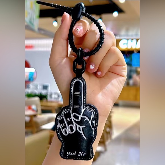 Cool Expression Middle Finger Black BAG CHARM - Picture 2 of 8